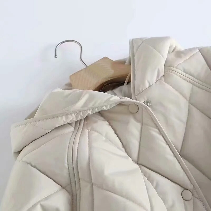 XNWMNZ 2021. ziemas lielizmēra modes retro rūtains parks ar kapuci sievietēm, ikdienas kabatas, kokvilnas jakas, mētelis, brīvi gari sieviešu apģērbi