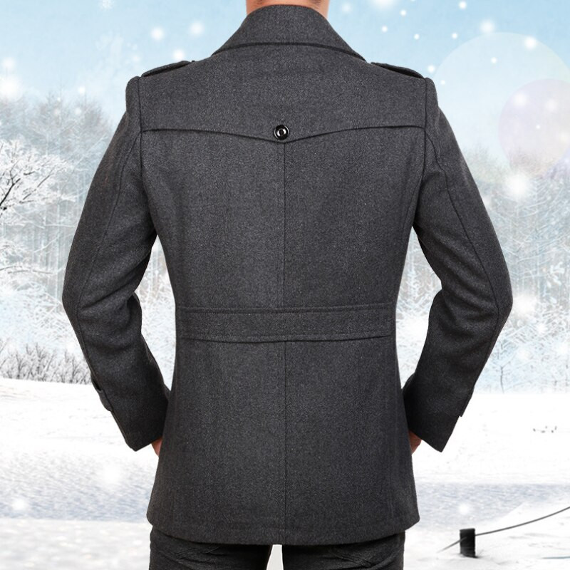 Jauna modes vīriešu vidēja gara šalles apkakle ar kokvilnas polsterējumu ziemas bieza, silta vilnas jaka.