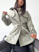 Široki topli kaputi Parke Ženske jesenske zimske ležerne jednobojne pamučne odjeće na vezanje oko struka Ženska jakna