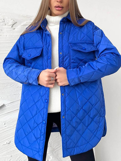 Široki topli kaputi Parke Ženske jesenske zimske ležerne jednobojne pamučne odjeće na vezanje oko struka Ženska jakna