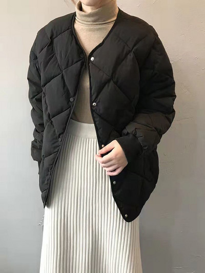 Široki topli kaputi Parke Ženske jesenske zimske ležerne jednobojne pamučne odjeće na vezanje oko struka Ženska jakna