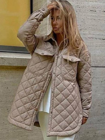 Široki topli kaputi Parke Ženske jesenske zimske ležerne jednobojne pamučne odjeće na vezanje oko struka Ženska jakna