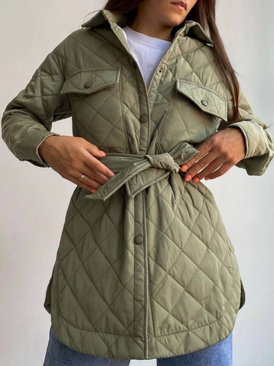 Široki topli kaputi Parke Ženske jesenske zimske ležerne jednobojne pamučne odjeće na vezanje oko struka Ženska jakna