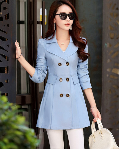 Trenčmētelis Sieviešu divrindu Trencis Mežģīnes Sieviešu Rudens Ikdienas Mēteļi Vējjaka Virsdrēbes Liela izmēra lietusmētelis Ielu apģērbi