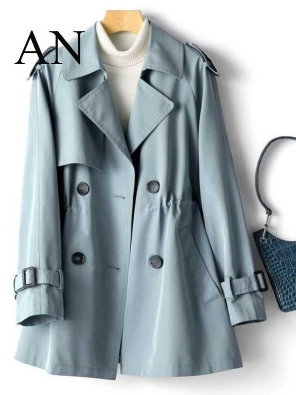 Sieviešu vidēja garuma vējjaka, universāls 2022. gada pavasara un rudens jauns korejiešu vidukļa jakas trenšmētelis sievietēm