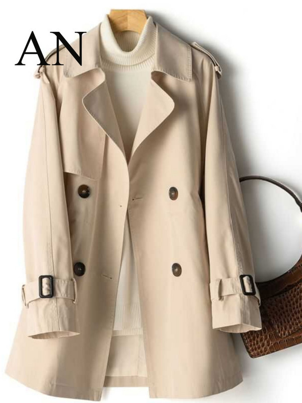 Sieviešu vidēja garuma vējjaka, universāls 2022. gada pavasara un rudens jauns korejiešu vidukļa jakas trenšmētelis sievietēm