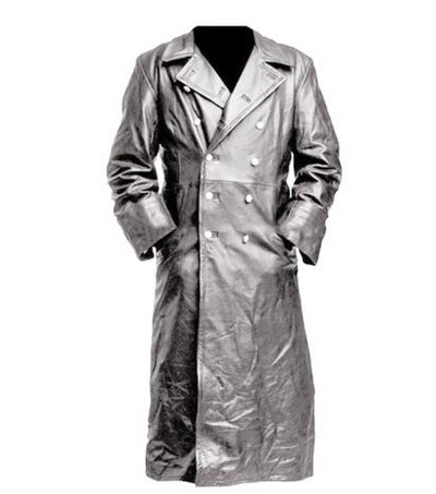 MUŠKA NJEMAČKA KLASIČNA ČASNIČKA VOJNA UNIFORMA WW2 CRNI TRENČ KAPUT OD PRAVE KOŽE