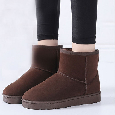 Ziemas sieviešu sniega zābaki ar īsu cauruļu plīša silti sieviešu apavi Zamšādas apaļas purngalas plakanpapēžu zābaki botines mujer 2021 WSH4267