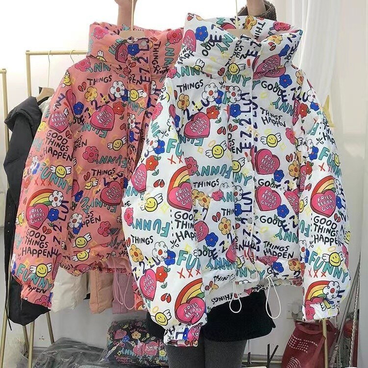 Ziemas jauna sieviešu jaka dūnu kokvilnas jaka Sieviešu korejiešu brīva, bieza un ar kapuci vidēja garuma Parka silts, garām piedurknēm