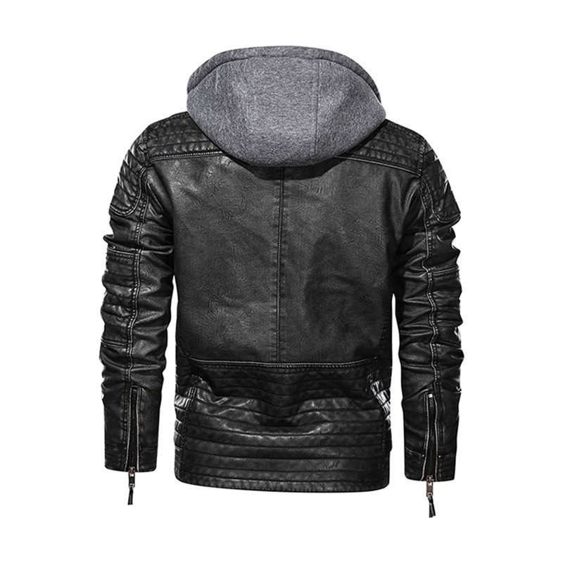 Νέο ρετρό ανδρικό δερμάτινο μπουφάν Φθινοπωρινό χειμερινό μπουφάν μοτοσικλέτας Ανδρικό καπέλο casual PU Αποσπώμενο ανδρικό παλτό με κουκούλα
