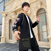 Φθινοπωρινό χειμωνιάτικο μπουφάν Ανδρικό φαρδύ χοντρό βελούδο με κουκούλα μεσαία μακριά κουκούλα αντιανεμικό φοιτητικό φερμουάρ Τάφρο μεγάλο μέγεθος ζεστό