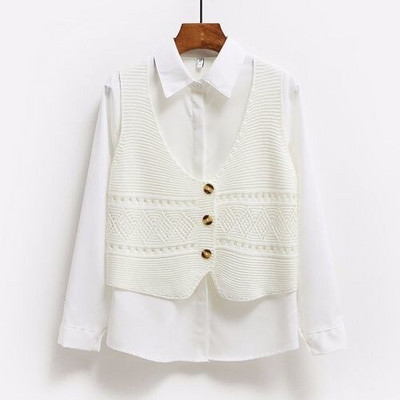 2021. gada korejiešu modes V kakla izgriezums, vaļīgs džemperis bez piedurknēm. Sieviešu trikotāžas veste ar vienu īsu jaciņu ar īsu sieviešu trikotāžas apģērbu