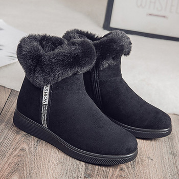 Χειμερινές μπότες χιονιού για γυναίκες Casual γυναικεία παπούτσια Suede χειμερινές μπότες με φερμουάρ Γυναικείες βελούδινες γούνινες μπότες Πλατφόρμα Botas Mujer