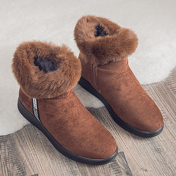 Χειμερινές μπότες χιονιού για γυναίκες Casual γυναικεία παπούτσια Suede χειμερινές μπότες με φερμουάρ Γυναικείες βελούδινες γούνινες μπότες Πλατφόρμα Botas Mujer