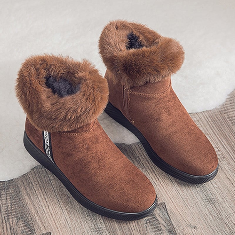 Ziemas sniega puszābaki sievietēm Ikdienas sieviešu apavi zamšādas ziemas zābaki rāvējslēdzējs sieviešu plīša pūkaini zābaki Platforma Botas Mujer