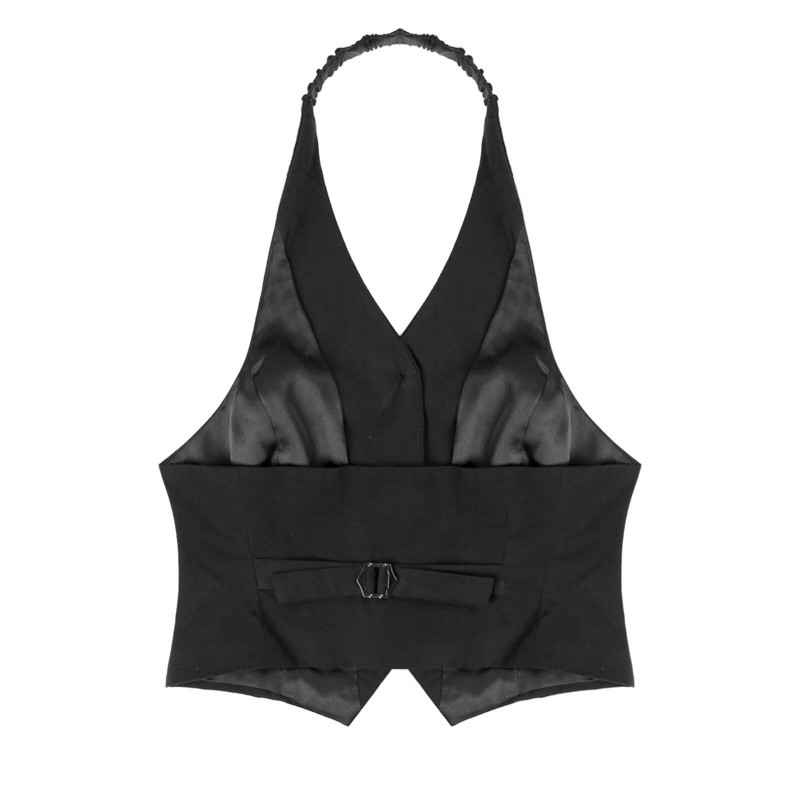 Sieviešu veste ar pogām bez aizmugures, piedurknēm, sieviešu vestes, elegantas sieviešu darba apģērbs