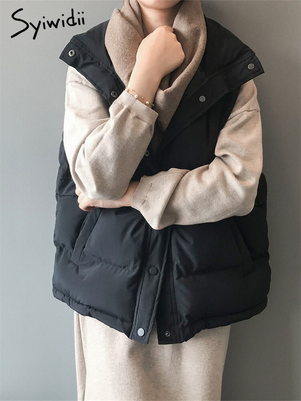 Syiwidii veste sievietēm 2022. gada bezpiedurkņu jaka rudens ziema korejiešu modes parki Eleganti sieviešu eleganti virsdrēbes, melni bēši mēteļi