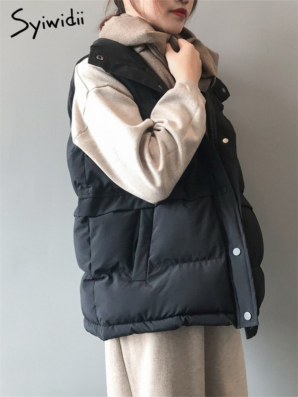Syiwidii veste sievietēm 2022. gada bezpiedurkņu jaka rudens ziema korejiešu modes parki Eleganti sieviešu eleganti virsdrēbes, melni bēši mēteļi