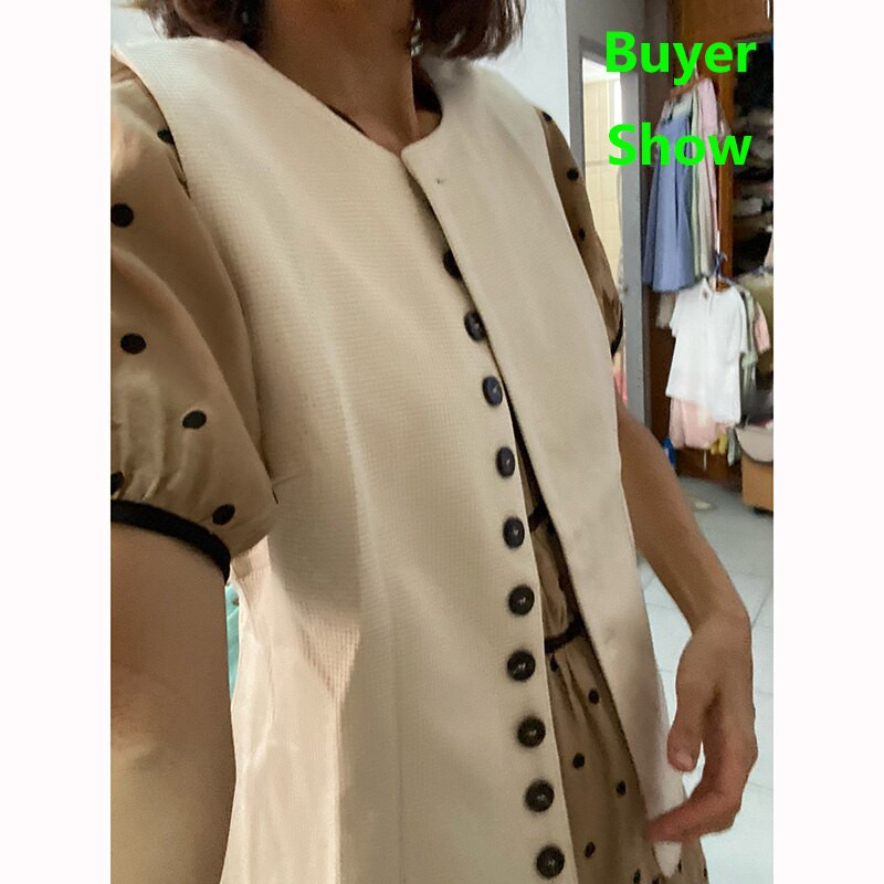 Sieviešu veste, 2022. gada rudens, slaida, cieta bezpiedurkņu jaka sievietēm korejiešu stila kabatas O kakla pogas, sieviešu vestes, augšdaļa bēša, eleganta, jauna