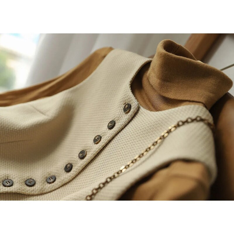 Sieviešu veste, 2022. gada rudens, slaida, cieta bezpiedurkņu jaka sievietēm korejiešu stila kabatas O kakla pogas, sieviešu vestes, augšdaļa bēša, eleganta, jauna