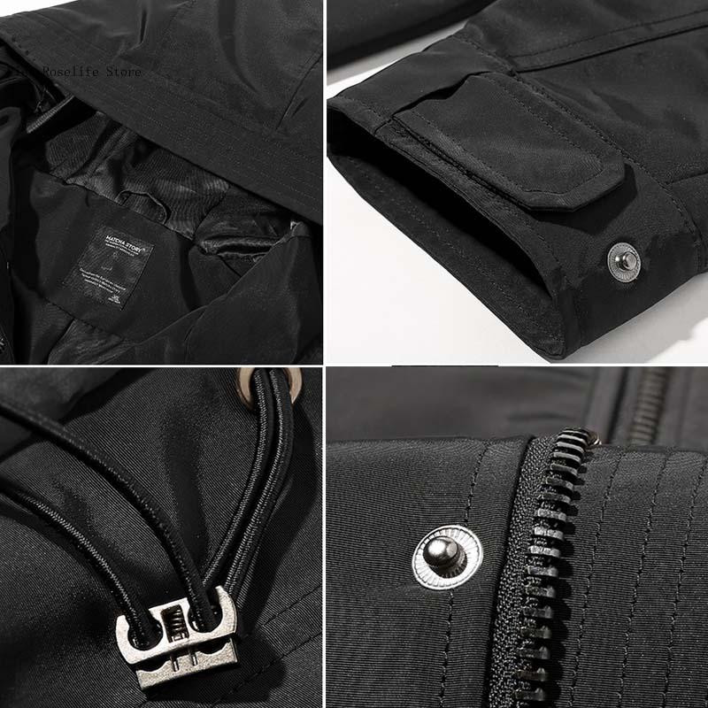 Crni kaput Ležerne jakne Velika veličina 6XL 7XL 8XL Proljeće Jesen Dugi kaput Muška modna vjetrovka s kapuljačom