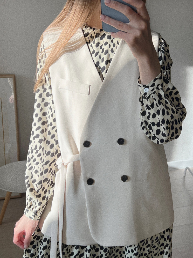 Nagy méretű M-3XL koreai változat öltöny mellény női rövid 2022 tavaszi új bő V-nyakú divatos mellény kabát női