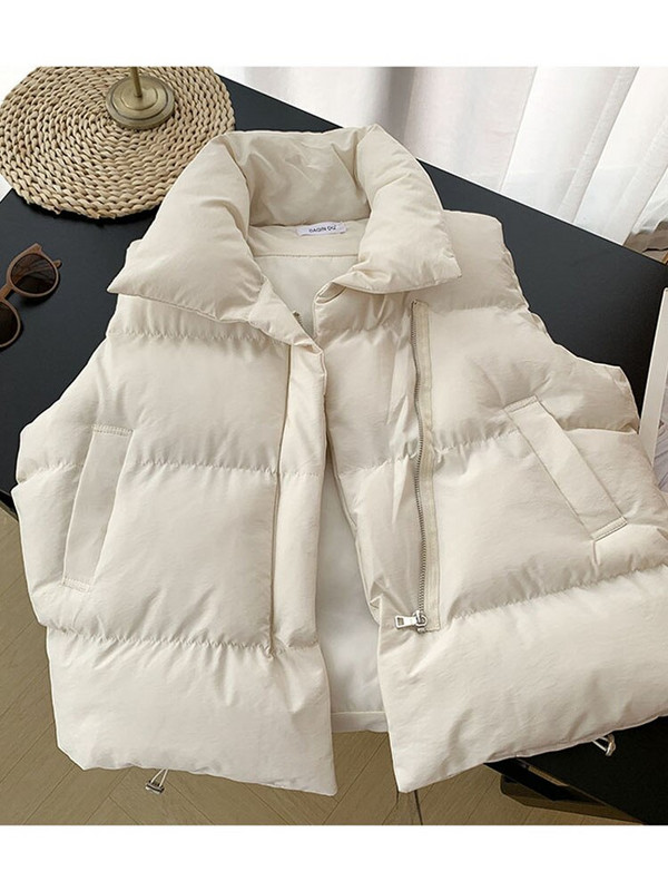 Sieviešu veste, stingra apkakle Sieviešu jaka bez piedurknēm Sieviešu ziemas silta jostasvieta Veste Sans Manche Femme