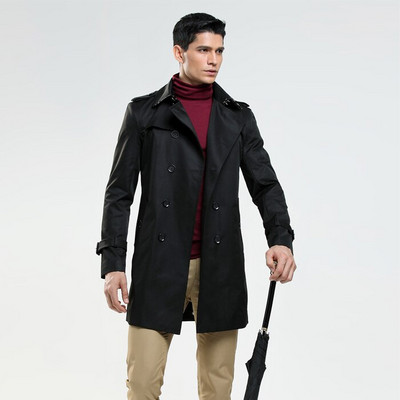 AIMENWANT Modes Divrindu Tranšeja Vīriešu Dizains Slim Fit Biznesa ikdienas Virsdrēbes Lielizmēra Pielāgots Mētelis Tranšeja Lēti