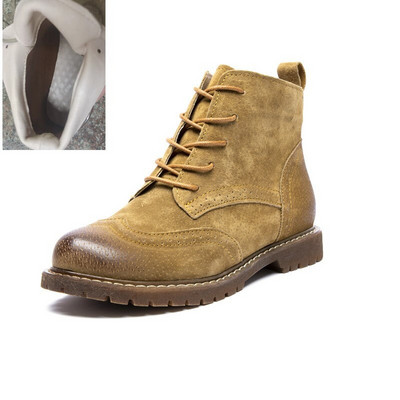 Sieviešu apavi 2022. gada pavasarī Sieviešu īsi  zābaki Zamšādas sieviešu zābaki Britu šņorējami Retro Trend sieviešu zābaki