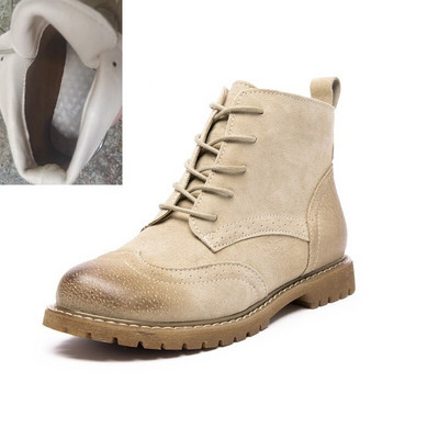 Sieviešu apavi 2022. gada pavasarī Sieviešu īsi  zābaki Zamšādas sieviešu zābaki Britu šņorējami Retro Trend sieviešu zābaki