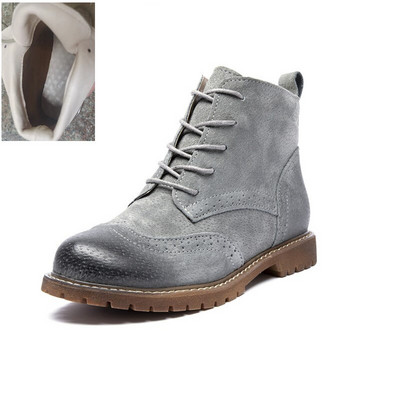 Sieviešu apavi 2022. gada pavasarī Sieviešu īsi  zābaki Zamšādas sieviešu zābaki Britu šņorējami Retro Trend sieviešu zābaki