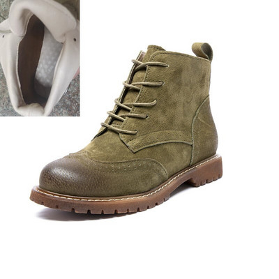 Sieviešu apavi 2022. gada pavasarī Sieviešu īsi  zābaki Zamšādas sieviešu zābaki Britu šņorējami Retro Trend sieviešu zābaki