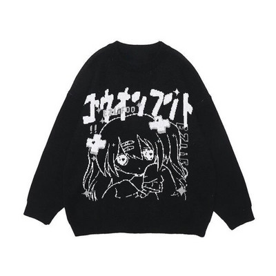 Brīvs džemperis ar apaļu apkakli sieviešu kaklasaites krāsas džemperis Star japāņu retro alfabēts High Street ikdienas pavasara un rudens džemperis 2022