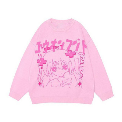 Brīvs džemperis ar apaļu apkakli sieviešu kaklasaites krāsas džemperis Star japāņu retro alfabēts High Street ikdienas pavasara un rudens džemperis 2022