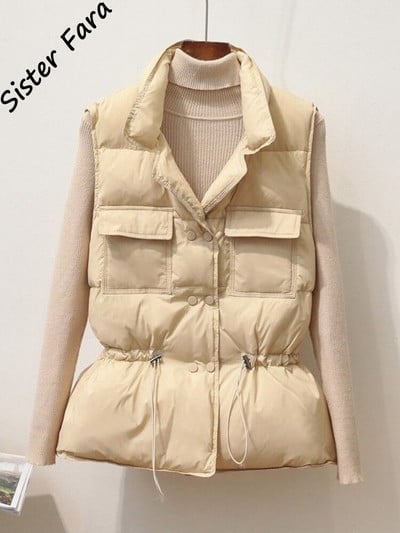 Māsa Fara baltā pīles dūnu veste mētelis bez piedurknēm, viegla dūnu veste sievietēm, ķermeņa silta, vēja necaurlaidīga, viegla, silta veste sievietēm Jauns