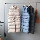 2022. gada Sieviešu ziemas bieza veste, mēteļa statīvs, apkakle Sieviešu garā veste, silti sieviešu topi Veste Chaleco Mujer Gilet Casaco Feminino