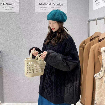 Savienots ziemas īpaši silts, vidēja garuma sieviešu džemperis ar augstu apkakli, jauns, brīvs, slinks stils, biezs augšējais mētelis Y2k Sueter Mujer Invierno 2022