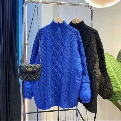 Savienots ziemas īpaši silts, vidēja garuma sieviešu džemperis ar augstu apkakli, jauns, brīvs, slinks stils, biezs augšējais mētelis Y2k Sueter Mujer Invierno 2022