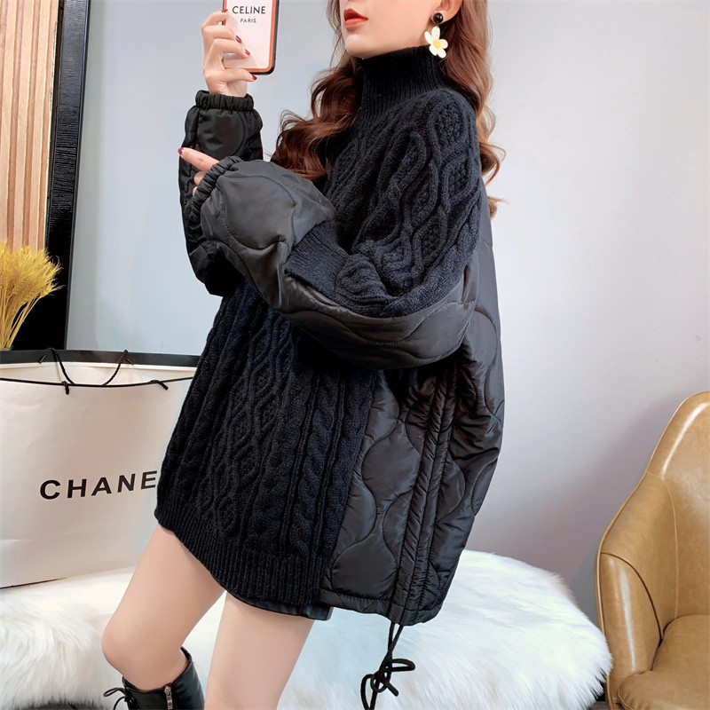 Savienots ziemas īpaši silts, vidēja garuma sieviešu džemperis ar augstu apkakli, jauns, brīvs, slinks stils, biezs augšējais mētelis Y2k Sueter Mujer Invierno 2022
