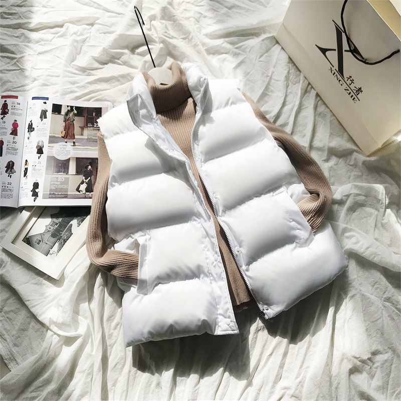 2022. gada ziemas kokvilnas dūnu veste sieviešu brīva veste, ķermeņa silta jaka Kokvilnas polsterēta jaka bez piedurknēm sieviešu ziemas veste