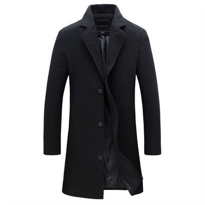 Ανδρικό casual μάλλινο παλτό μακριά καμπαρντίνα Sheep blend παλτό φθινοπώρου και χειμώνα Μονό στήθος