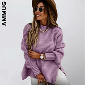 Πλεκτό γυναικείο πουλόβερ Ammug Νέα κομψά γυναικεία πουλόβερ με μακρυμάνικο 2023 άλμα με λαιμόκοψη Κομψά γυναικεία πουλόβερ Loose μπλούζες ελεύθερου χρόνου