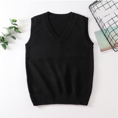 Paauglių mokyklos mergaičių uniforma megztiniai be rankovių Moteriškos liemenės Studentės Mergaičių V kaklo megztas megztinis Moteriška liemenė Moteriški viršutiniai drabužiai