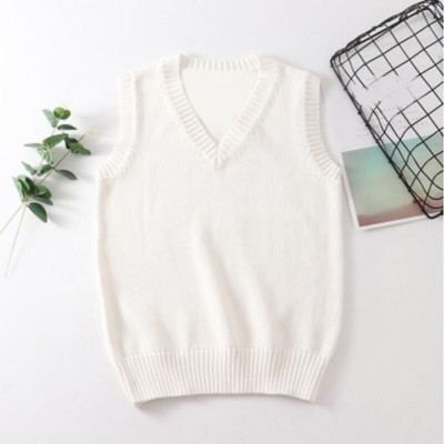 Paauglių mokyklos mergaičių uniforma megztiniai be rankovių Moteriškos liemenės Studentės Mergaičių V kaklo megztas megztinis Moteriška liemenė Moteriški viršutiniai drabužiai