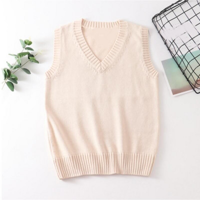 Paauglių mokyklos mergaičių uniforma megztiniai be rankovių Moteriškos liemenės Studentės Mergaičių V kaklo megztas megztinis Moteriška liemenė Moteriški viršutiniai drabužiai