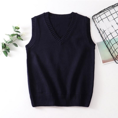 Paauglių mokyklos mergaičių uniforma megztiniai be rankovių Moteriškos liemenės Studentės Mergaičių V kaklo megztas megztinis Moteriška liemenė Moteriški viršutiniai drabužiai