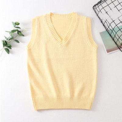 Paauglių mokyklos mergaičių uniforma megztiniai be rankovių Moteriškos liemenės Studentės Mergaičių V kaklo megztas megztinis Moteriška liemenė Moteriški viršutiniai drabužiai