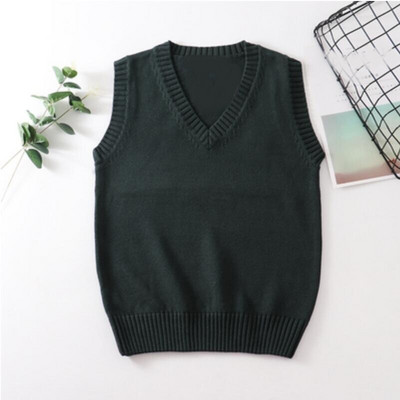 Paauglių mokyklos mergaičių uniforma megztiniai be rankovių Moteriškos liemenės Studentės Mergaičių V kaklo megztas megztinis Moteriška liemenė Moteriški viršutiniai drabužiai