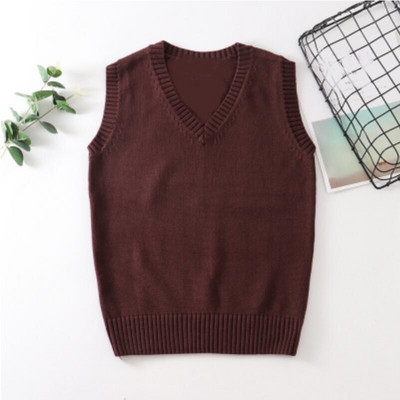 Paauglių mokyklos mergaičių uniforma megztiniai be rankovių Moteriškos liemenės Studentės Mergaičių V kaklo megztas megztinis Moteriška liemenė Moteriški viršutiniai drabužiai