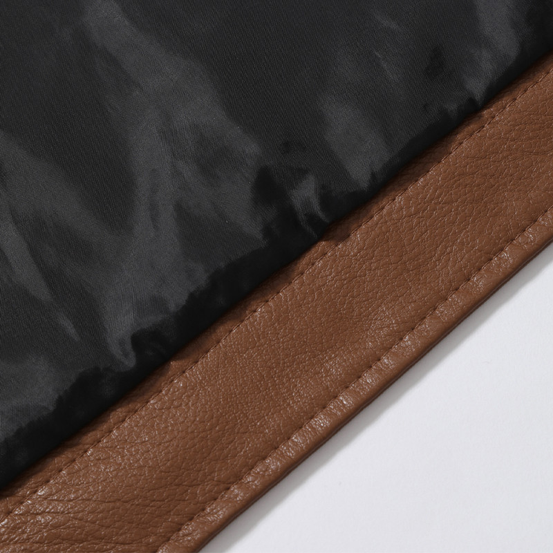 Zīmola mākslīgās ādas jaka vīriešu rudens/ziemas taisna liela izmēra statīvs apkakles ādas jaka Moderns, izskatīgs kabatas motocikls